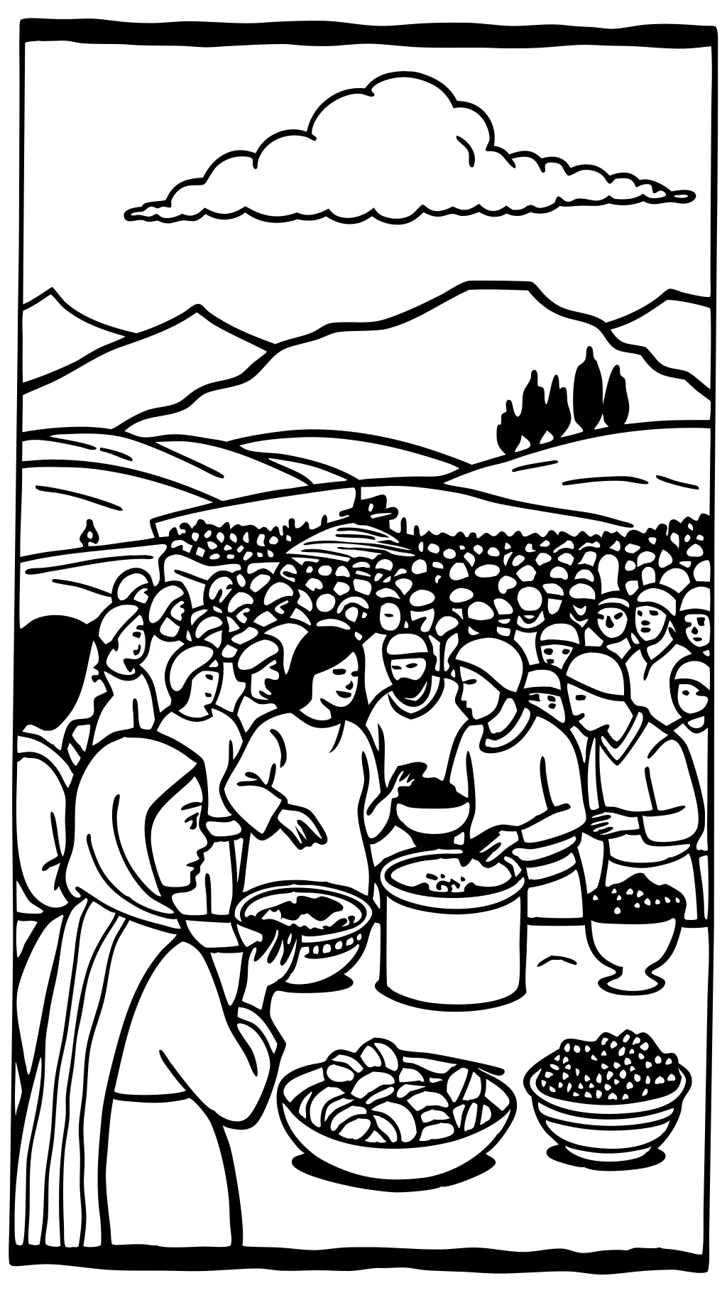 feeding 5000 coloring page